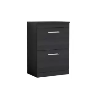 Nuie Athena 600 Floor Standing 2-drawer Vanity & Worktop - Black Woodgrain