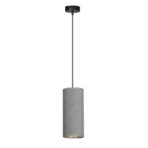 Emibig Bente Black Slim Pendant Ceiling Light with Gray Fabric Shades, 1x E14