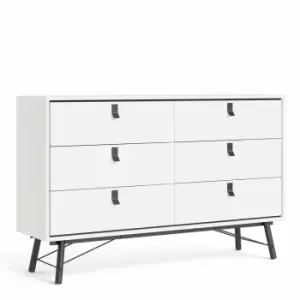 Ry Wide Double 6 Drawer Chest In Matt White