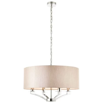 Interiors 1900 Lighting - Interiors Vienna - 4 Light Multi Arm Ceiling Pendant Polished Nickel with Beige Single Shade, E14