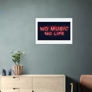 East End Prints No Music No Life Framed Print Pink