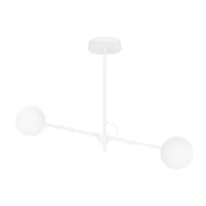 Emibig Borg White Globe Ceiling Light with White Glass Shades, 2x E14