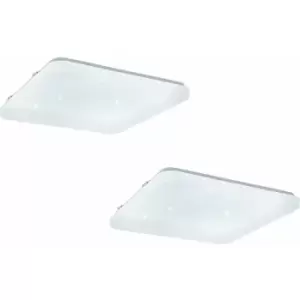 2 PACK Wall Flush Ceiling Light White Shade White With Crystal Effect LED 17.3W