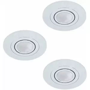 Loops - 3 pack Flush Ceiling Downlight Brushed Aluminium Round 3 x 5W GU10 Bulb