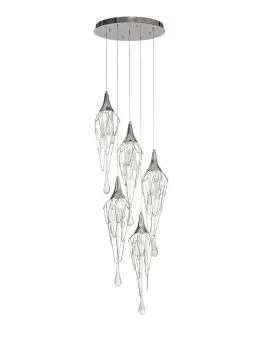 Ceiling Cluster Pendant Round, 5 x GU10, Polished Chrome