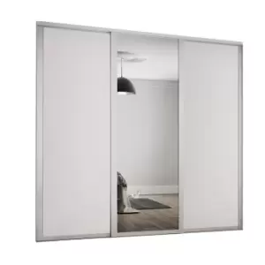 Shaker 3 Door Sliding Wardrobe Kit Dove Grey Panel / Mirror with Dove Grey Frame (H)2260mm x (W)2136mm