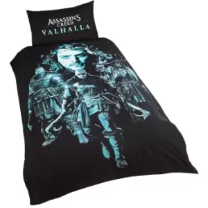 Assassins Creed Valhalla Duvet Cover Set (Single) (Black/Blue)