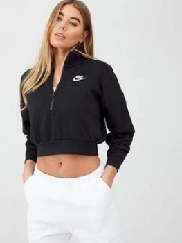 Nike Nsw Essential Half Zip Crop Sweat Top - Black