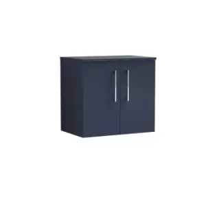 Nuie Arno 600mm Wall Hung 2 Door Vanity & Worktop Electric Blue