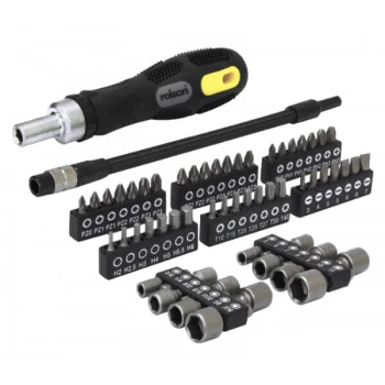 Rolson 58pc Screwdriver & Bit Set Ratchet Action