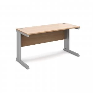 Vivo Straight Desk 1400mm x 600mm - Silver Frame Beech Top