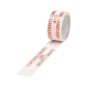 5 Star Office Printed Tape Contents Checked Polypropylene 50mm x 66m Red on White Pack of 6