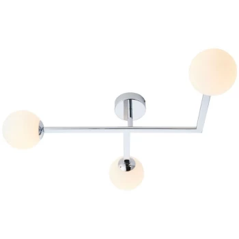 Merano Riomaggiore Bathroom 3 Light Ceiling Semi Flush Chrome Plate & Matt Opal Glass IP44