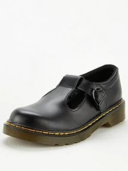 Dr Martens Girls Polley T Bar School Shoes - Black, Size 3 Older