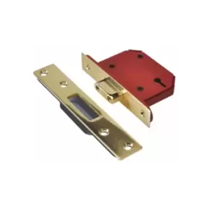 StrongBOLT 2103S 3 Lever Mortice Deadlock Polished Brass 81mm 3" Visi - Union