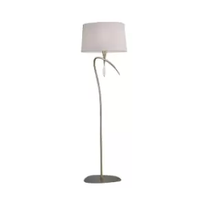 Mara Floor Lamp 4 Light E27, Antique Brass Ivory White Shade