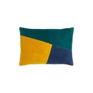 Furn Morella Abstract Cushion Cover (One Size) (Emerald Green/Ochre Yellow/Navy) - Emerald Green/Ochre Yellow/Navy