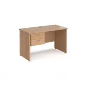 Office Desk Rectangular Desk 1200mm With Pedestal Beech Top And Panel End Leg 600mm Depth Maestro 25