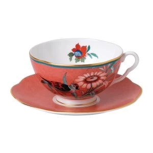 Wedgwood Paeonia Blush Teacup Saucer Coral Pink