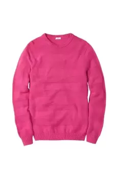 Textured Cotton Crew Neck Jumper