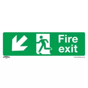 Safety Sign - Fire Exit (Down Left) - Self-Adhesive - Pack of 10