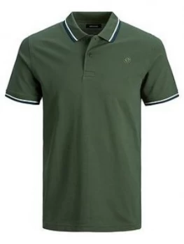 Jack & Jones Junior Boys Short Sleeve Tipped Polo - Forest