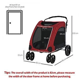 PawHut Pet Stroller Red, Black 820 mm x 980 mm x 1100 mm