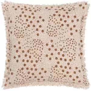 Hara Woven Fringed Cotton Cushion Yolk, Yolk / 50 x 50cm / Polyester Filled