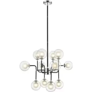 Impex Remy 12 Light Pendant Ceiling Light Chrome Black