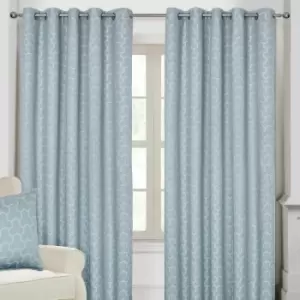 Homecapes Blue Geometric Jacquard Blackout Eyelet Curtain Pair, 90 x 90'