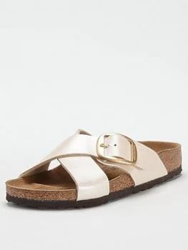 Birkenstock Sienna Big Buckle Pearl Flat Sandals - Pearl White, Pearl White, Size 7, Women