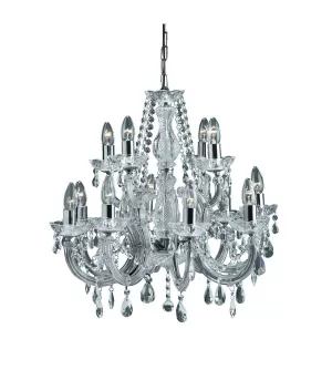 12 Light Chandelier Acrylic & Chrome Finish, E14