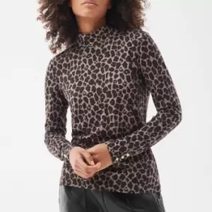 Barbour International Aprila Leopard Lyocell-Blend Turtleneck Top - UK 8