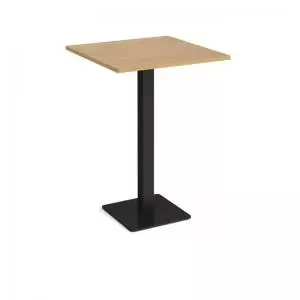 Brescia square poseur table with flat square Black base 800mm - oak