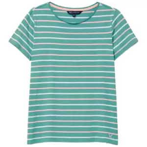 Crew Clothing Womens Breton Tee Aqua/Pink/White 10