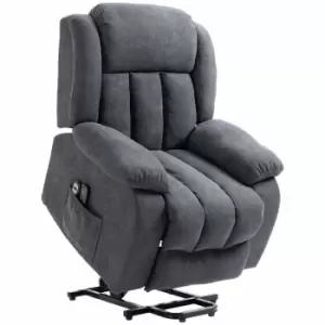 HOMCOM Oversized Riser And Recliner Chairs For The Elderly With Remote Control And Side Pocket Grey