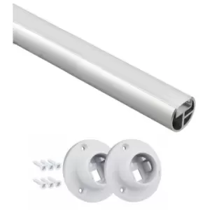 Wardrobe Rail For LED Strip Hanging Rail 2M Free End Supports & Screws - Pack of 5