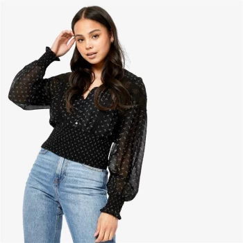 Jack Wills Coco Lace Insert Blouse - Black