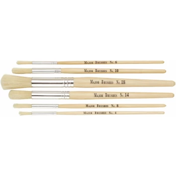 Hog Short Round Pack 60 /10 x sizes 4, 6, 8, 10, 14, 18 - Major Brushes