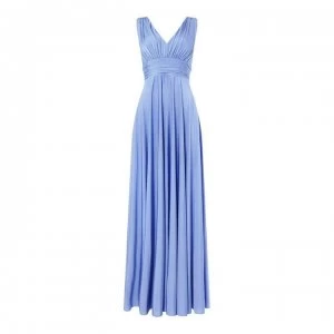 Biba Deep V Maxi Dress - Mineral Blue