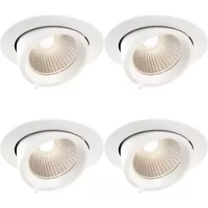 4 PACK Fully Adjustable Ceiling Downlight - 30W Warm White LED - Matt White