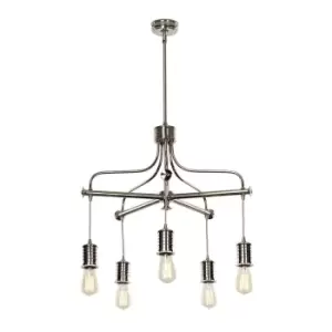 5 Bulb Chandelier LIght Highly Polished Nickel LED E27 60W