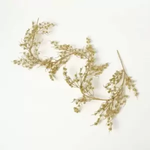 Homescapes - Gold Glitter Berry Christmas Garland 180cm - Gold