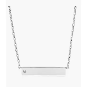 Fossil Womens Bar Stainless Steel Necklace - Silver