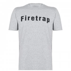 Firetrap Large Logo T Shirt Mens - Grey Marl