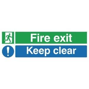 Safety Sign Fire Exit Keep Clear 150x450mm PVC EC08SR