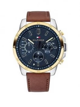 Tommy Hilfiger Decker Brown Leather Strap Navy Dial Watch