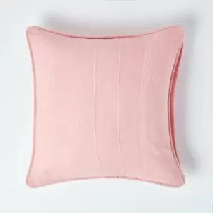 Homescapes - Cotton Rajput Ribbed Pink Cushion Cover, 60 x 60cm - Pink