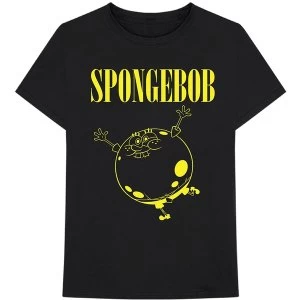 Nickelodian - Spongebob Inflated Sponge Unisex Small T-Shirt - Black