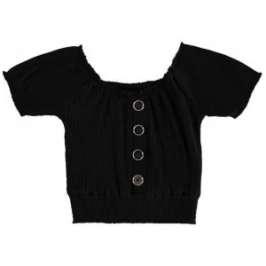 Firetrap Shirred Crop Top Junior Girls - Jet Black